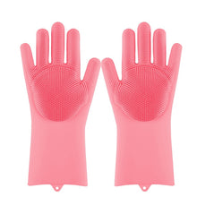 Load image into Gallery viewer, Magic Silicone Dishwashing Scrubber Dish Washing Sponge Rubber Scrub Gloves Kitchen Cleaning 1 Pair